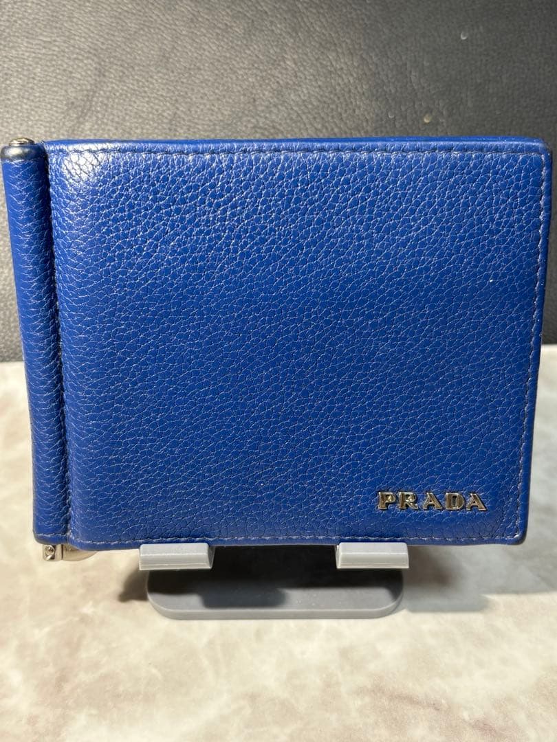 プラダ PRADA マネークリップ 折り財布 ブルー