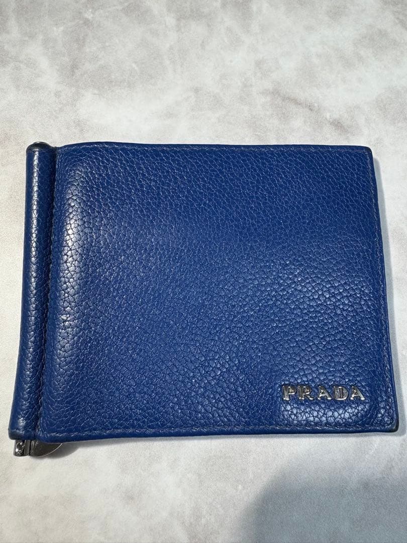 プラダ PRADA マネークリップ 折り財布 ブルー