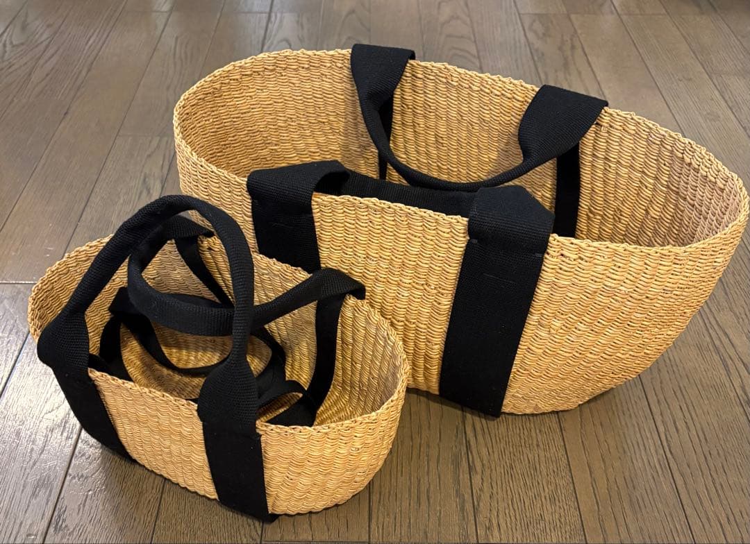 MUUN✿カゴバック✿ペア✿大小セット✿ブラック