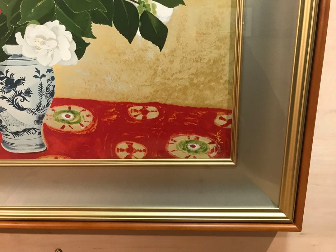 リリーさま専用　小倉遊亀「椿」シルクスクリーン　刷り込みサイン・作品証明シール有