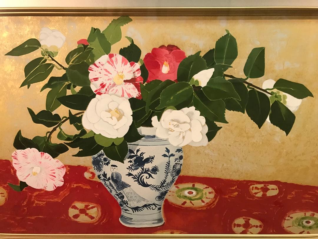 リリーさま専用　小倉遊亀「椿」シルクスクリーン　刷り込みサイン・作品証明シール有