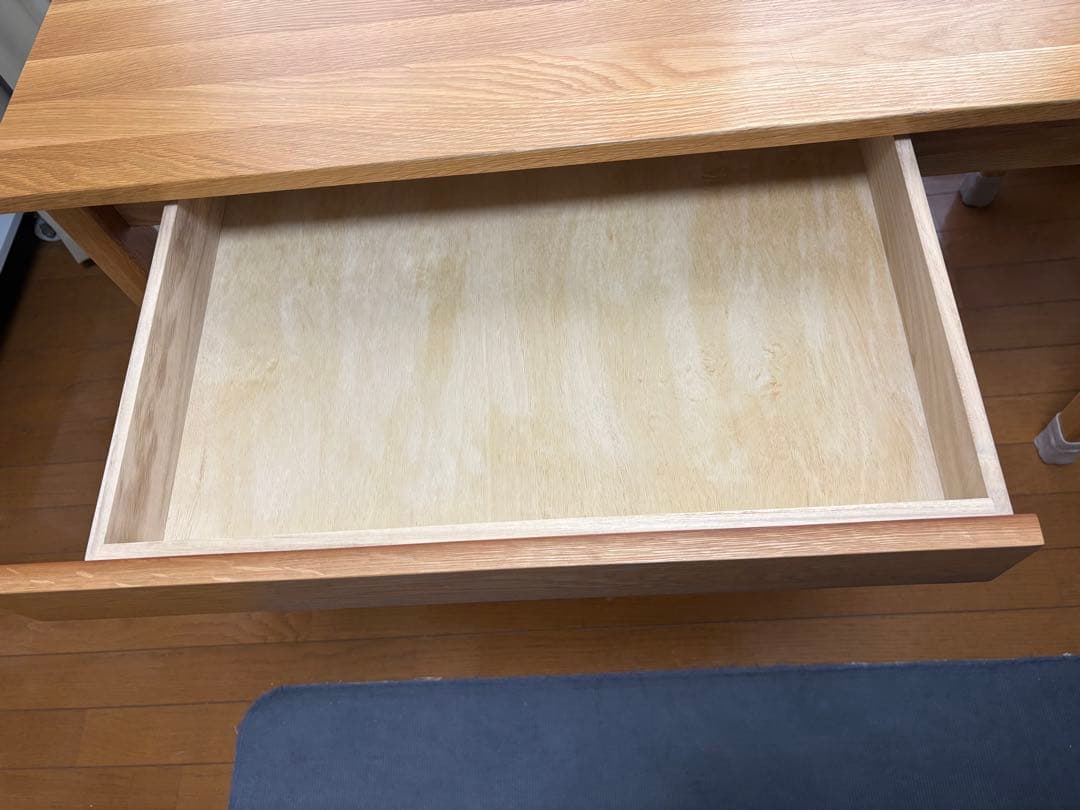 無印良品　 オーク　無垢材デスク　木製　机　引き出し付き　作業台　北欧