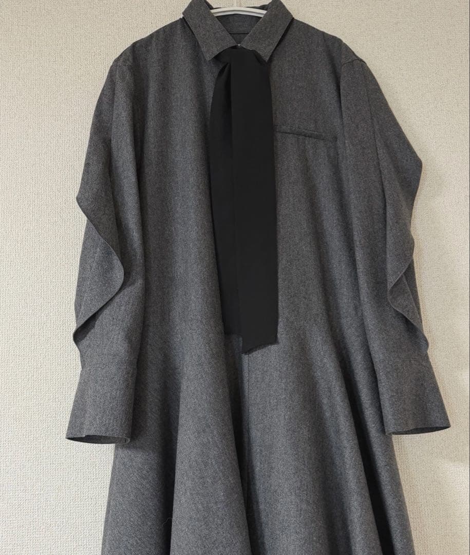 新品 ebure ウールカシミアポプリン リボンタイワンピース ¥108,900