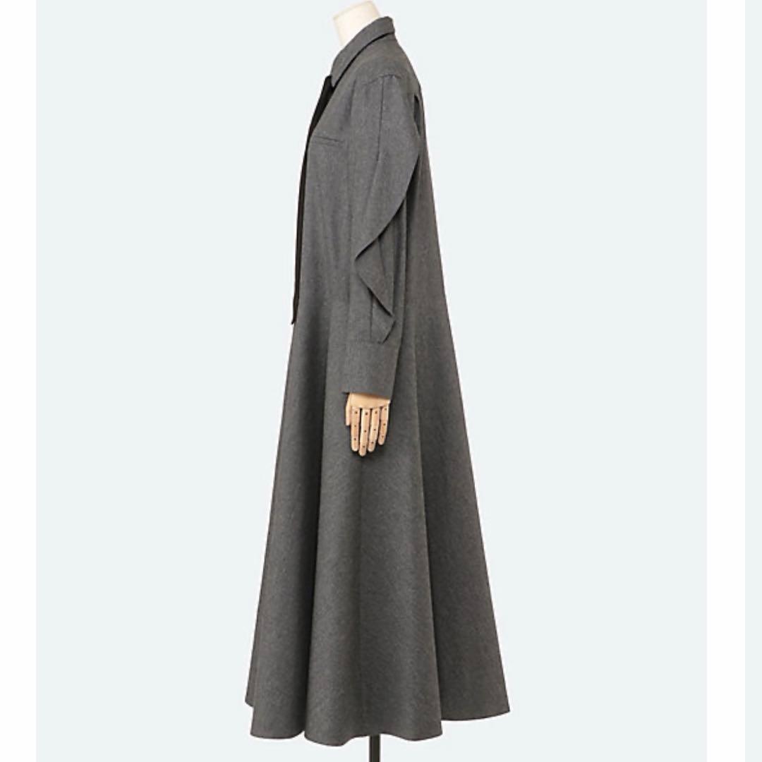 新品 ebure ウールカシミアポプリン リボンタイワンピース ¥108,900