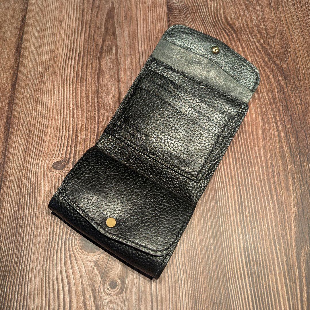 イタリアンレザー × ハンドメイド 二つ折り財布（黒）