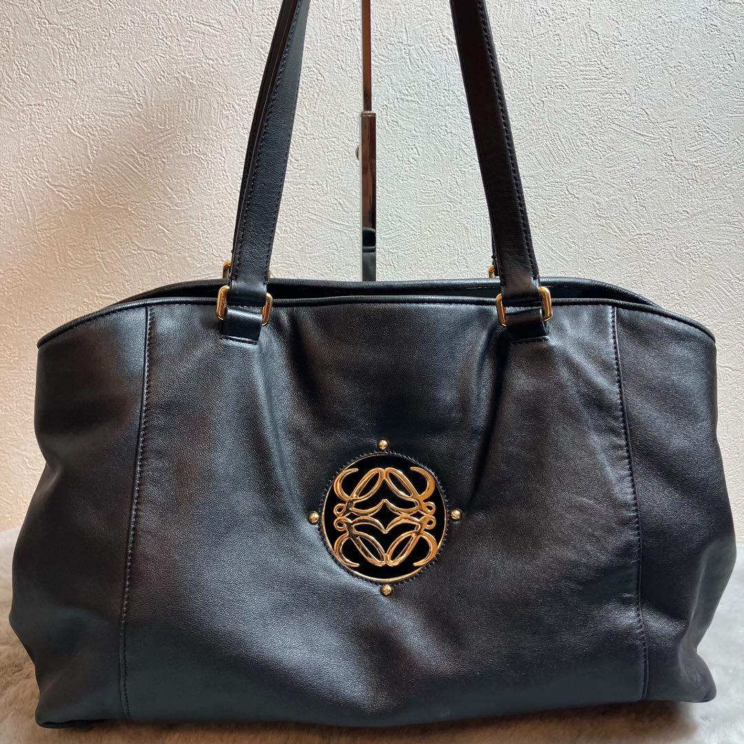LOEWE ロエベ　トートバッグ　ビジネスバッグ　レザー　アナグラム　ブラック