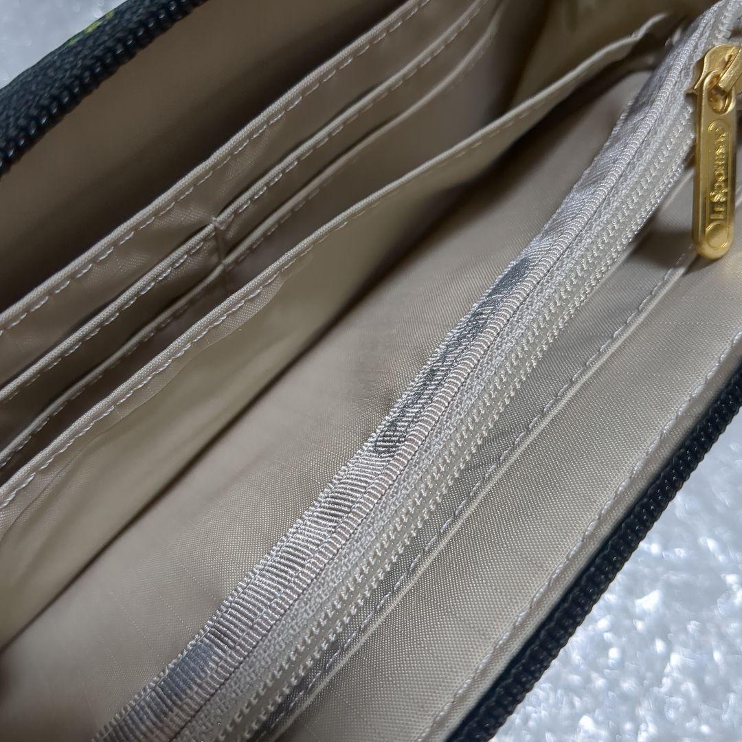 グリーン系統 ラウンドファスナー長財布 新品未使用 花柄 レスポートサック