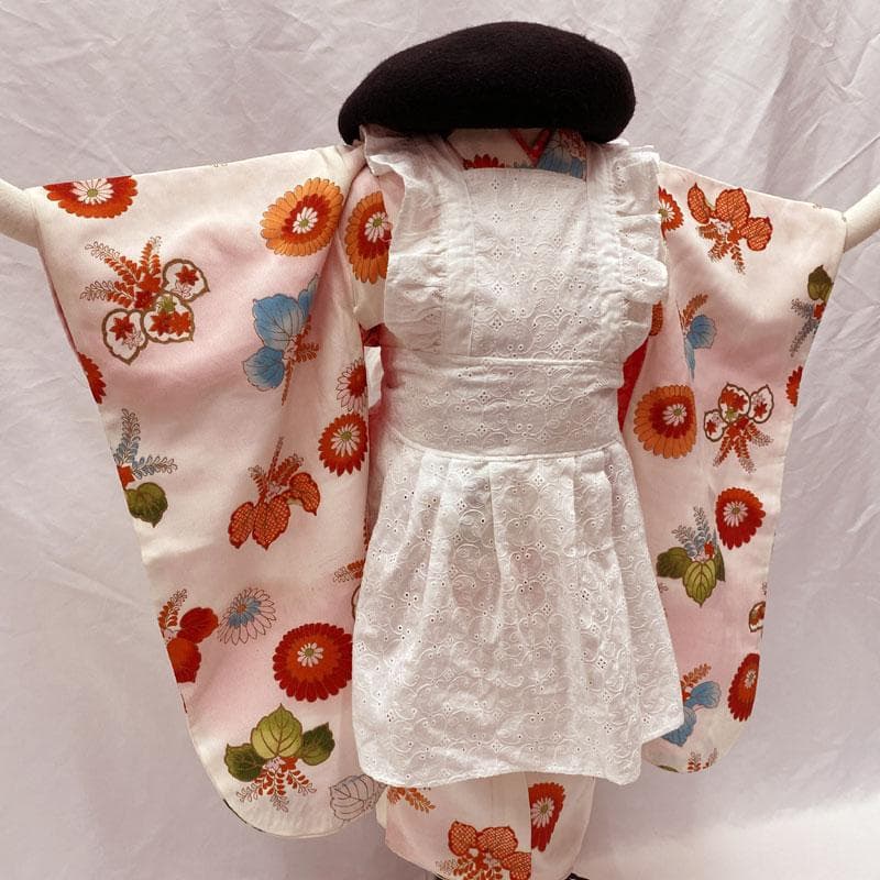 408ag90,507agu66◎三歳 女児 着物&長襦袢 セミアンティーク