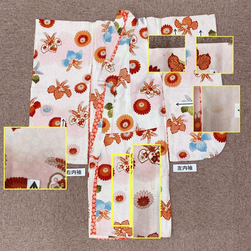 408ag90,507agu66◎三歳 女児 着物&長襦袢 セミアンティーク