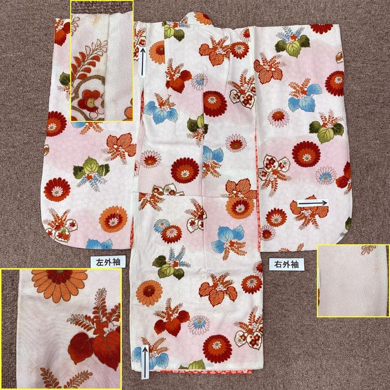 408ag90,507agu66◎三歳 女児 着物&長襦袢 セミアンティーク