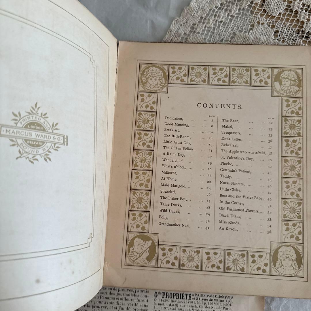 稀少1881年アンティーク美しい絵本イギリス洋書　古書　ジャンクジャーナルに