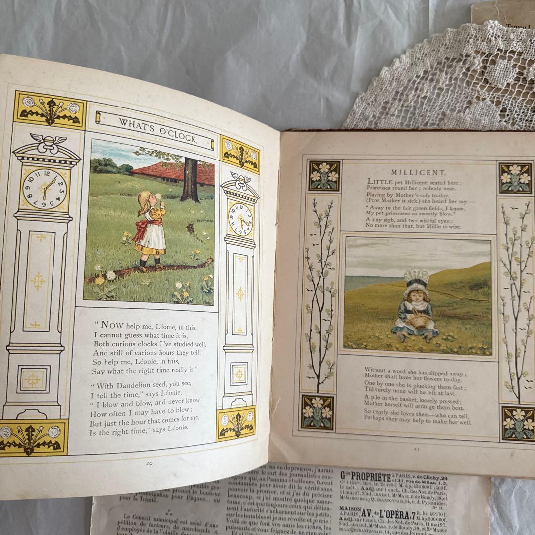 稀少1881年アンティーク美しい絵本イギリス洋書　古書　ジャンクジャーナルに