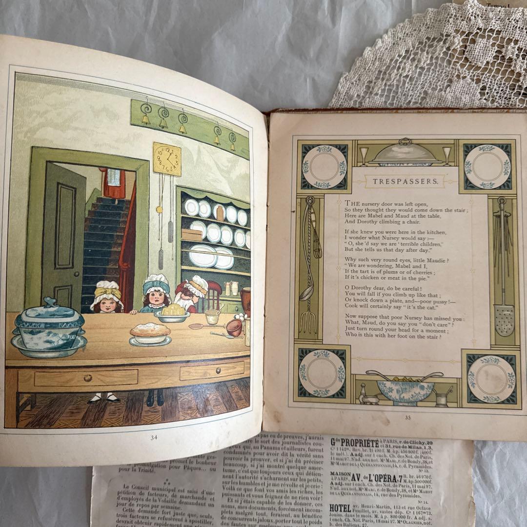 稀少1881年アンティーク美しい絵本イギリス洋書　古書　ジャンクジャーナルに