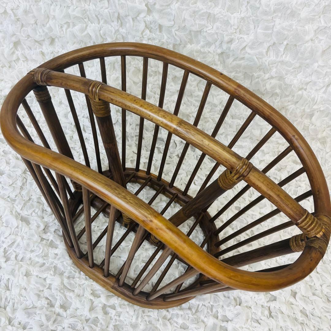 籐家具 小物入れ インテリア ラタンマガジンラック 籠かごアンティーク昭和レトロ