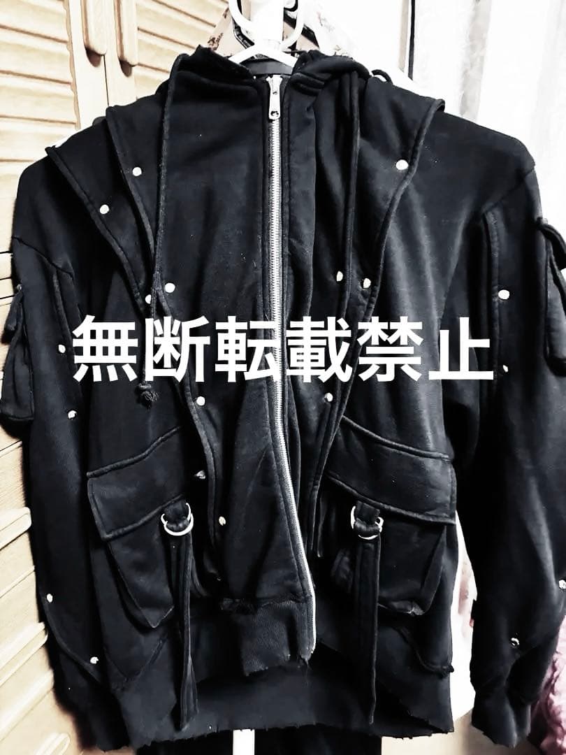 美品 REFLEM【レフレム】ヘビーレイヤードジップパーカー ブラック