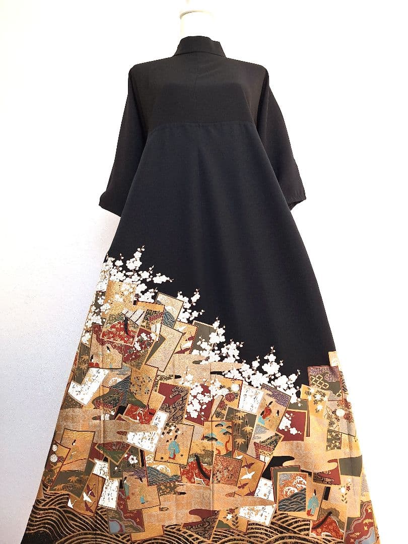 着物リメイクワンピース3649