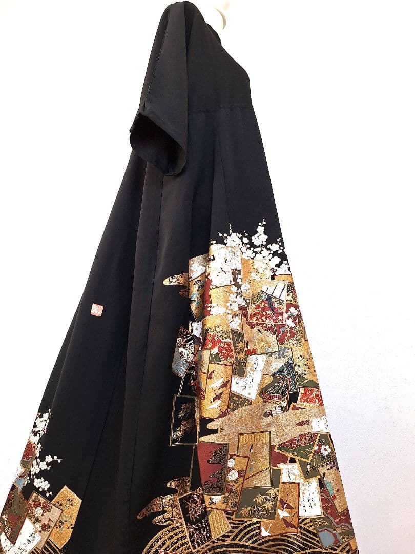 着物リメイクワンピース3649