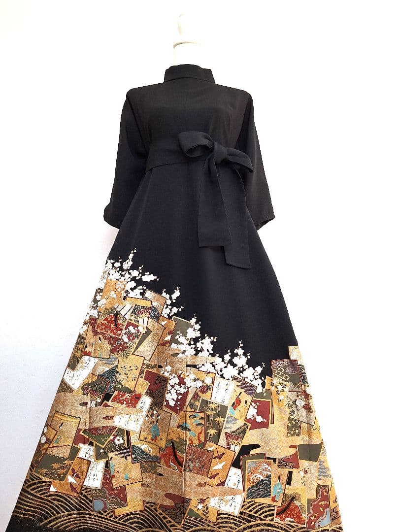 着物リメイクワンピース3649