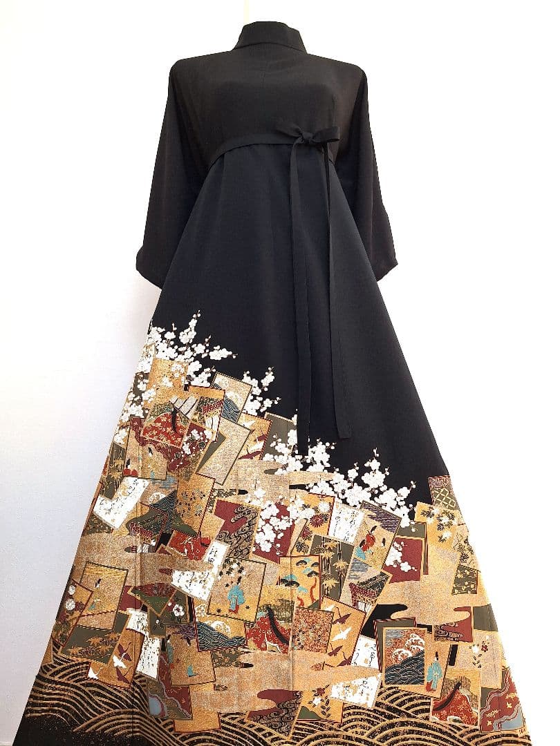 着物リメイクワンピース3649