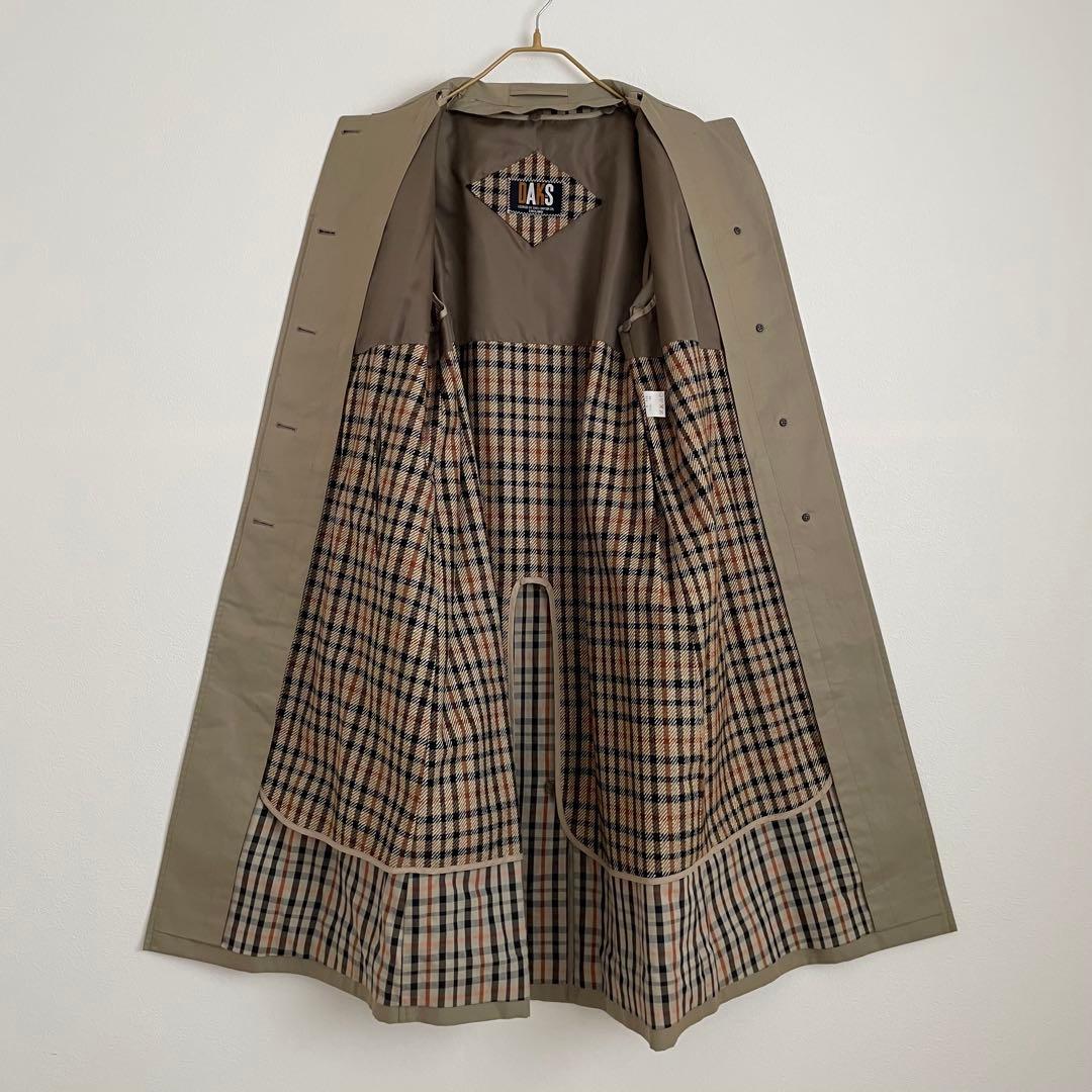 美品 DAKS ハウスチェック ロングトレンチコート ライナー 11AB 玉虫色