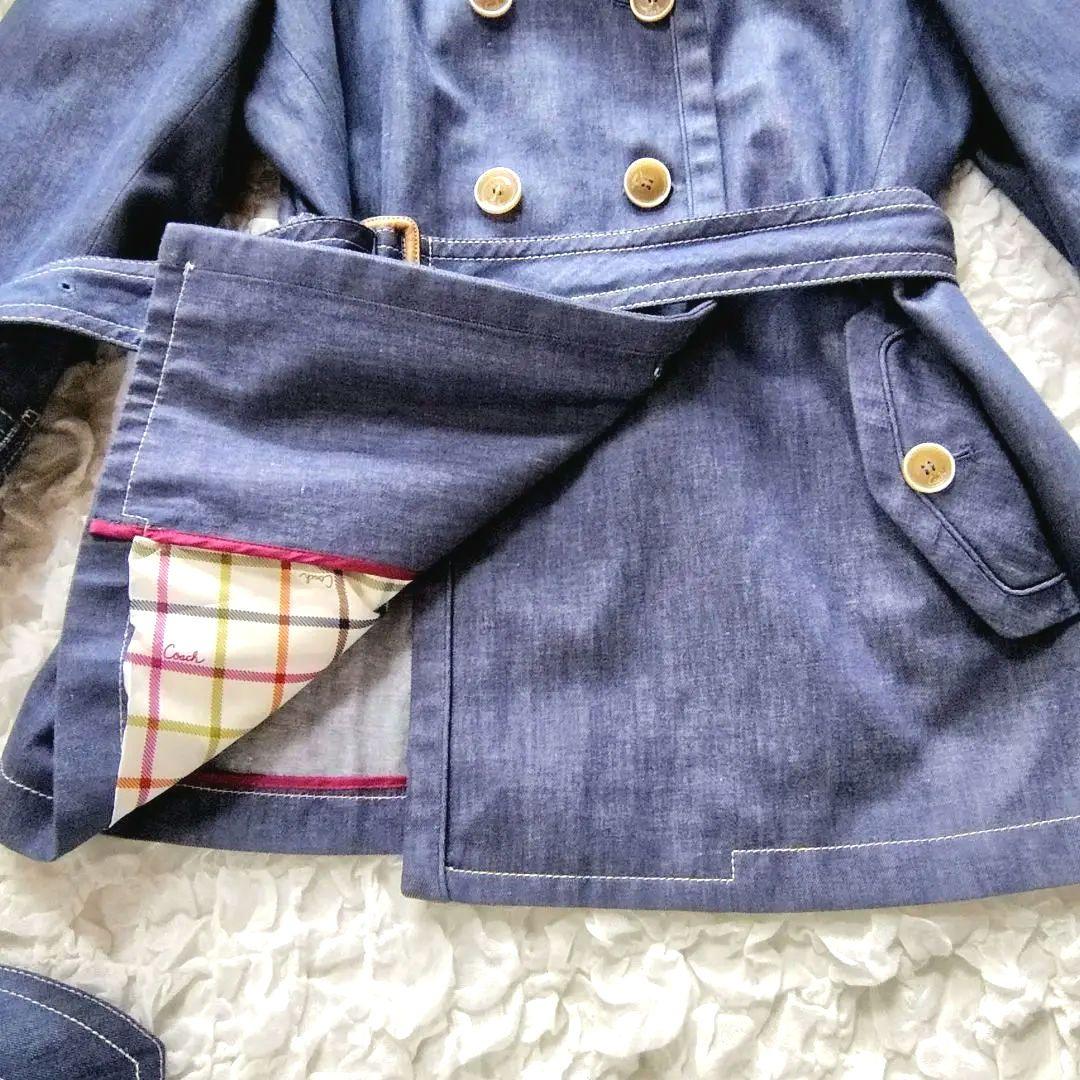 美品　COACH　Lサイズ　トレンチコート　スプリングコート　デニム　ベルト
