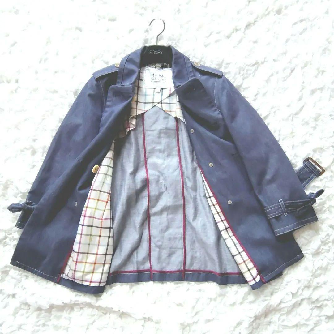 美品　COACH　Lサイズ　トレンチコート　スプリングコート　デニム　ベルト