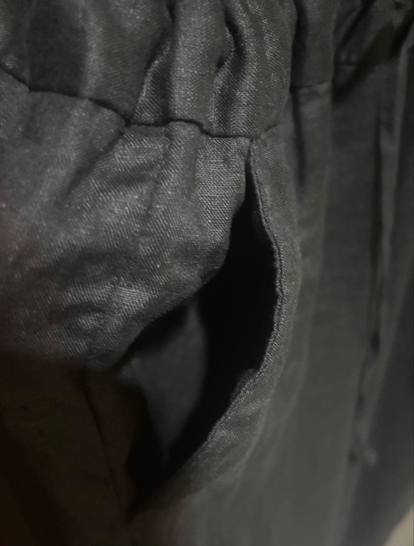 かぐれ リネンハーフスリーブ オールインワン 黒