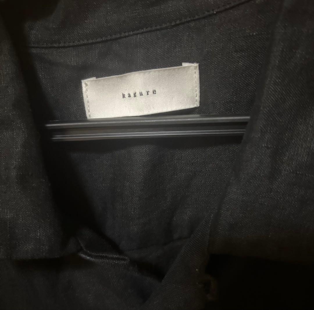 かぐれ リネンハーフスリーブ オールインワン 黒