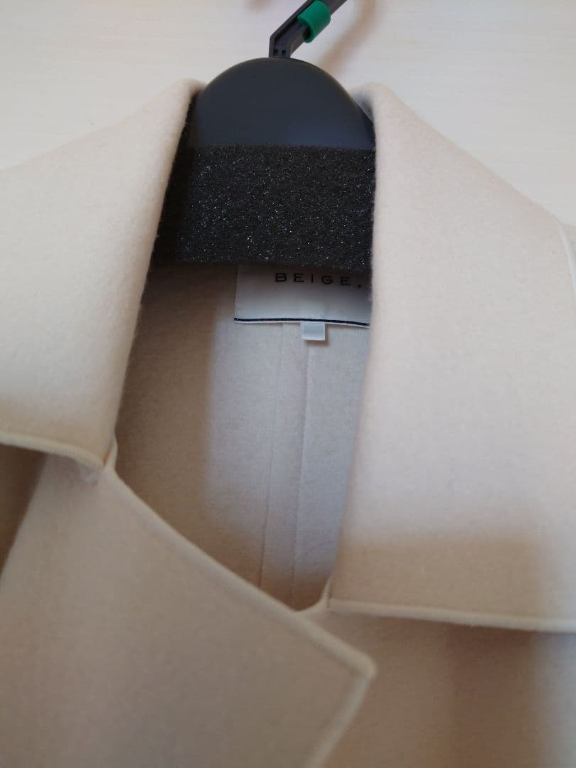 ベイジ、ミドルレングスウールコート M 白