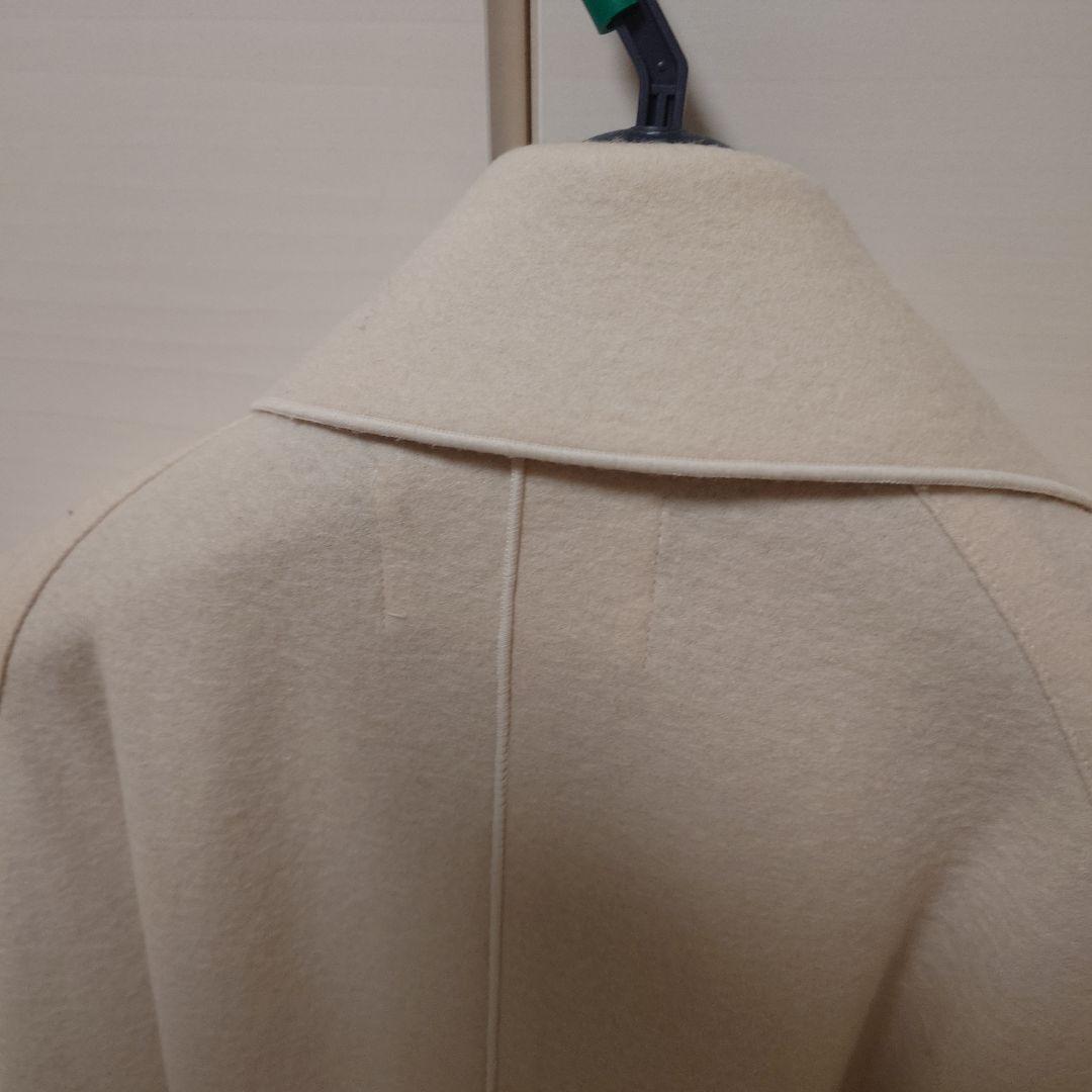 ベイジ、ミドルレングスウールコート M 白