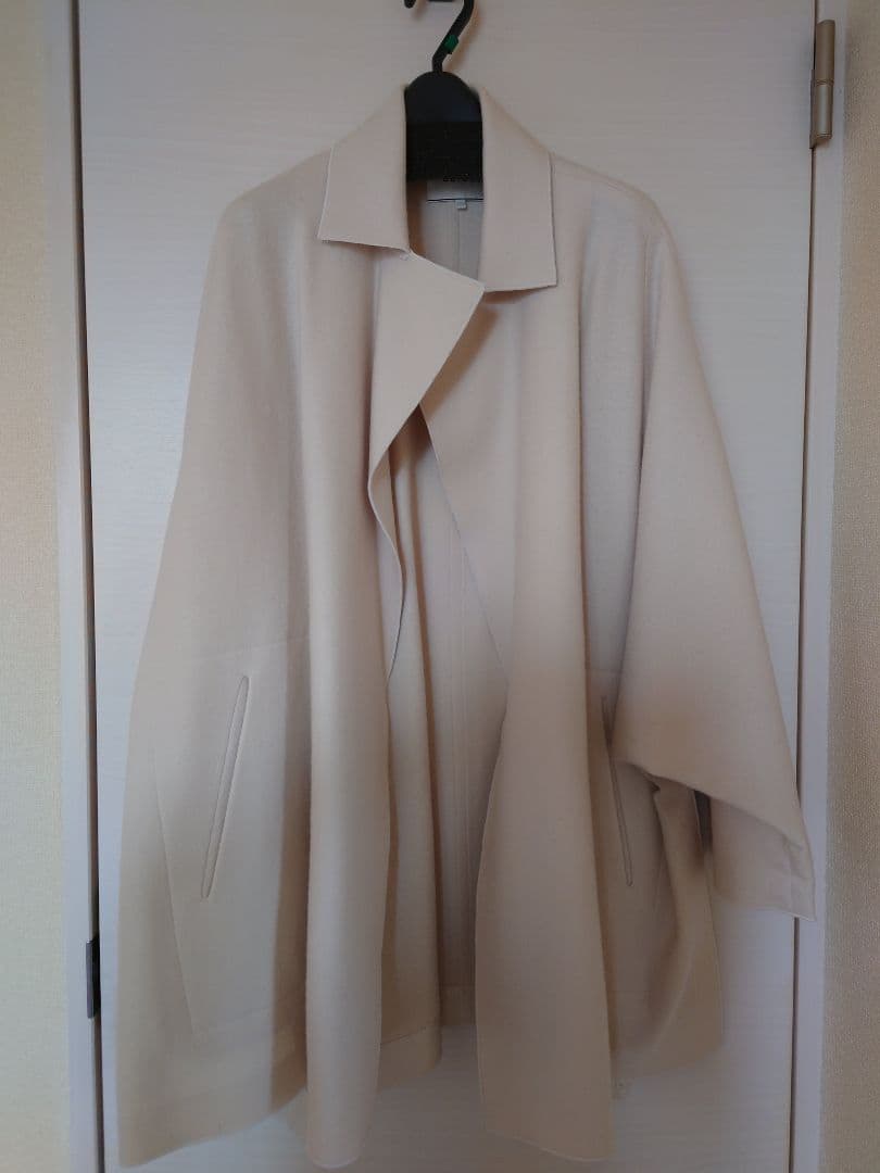 ベイジ、ミドルレングスウールコート M 白
