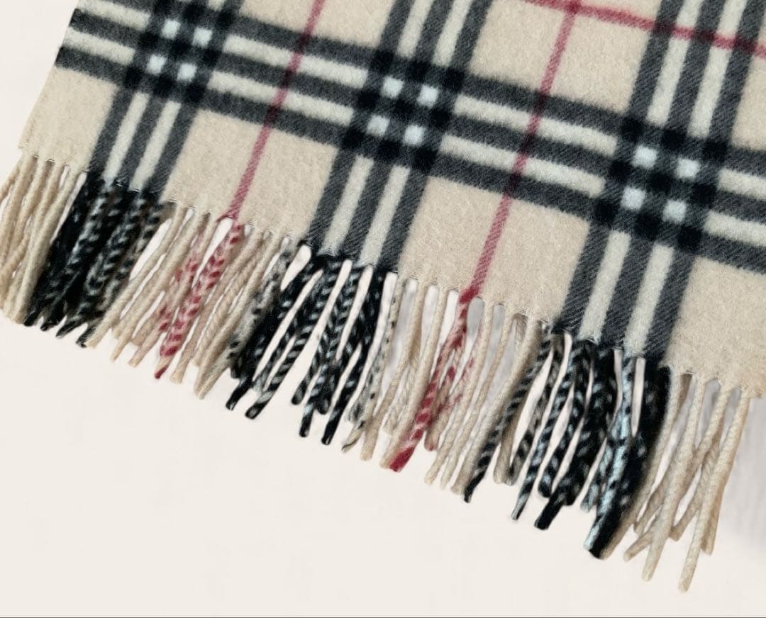 美品 バーバリーロンドン カシミヤ100% ノバチェック マフラー ベージュ