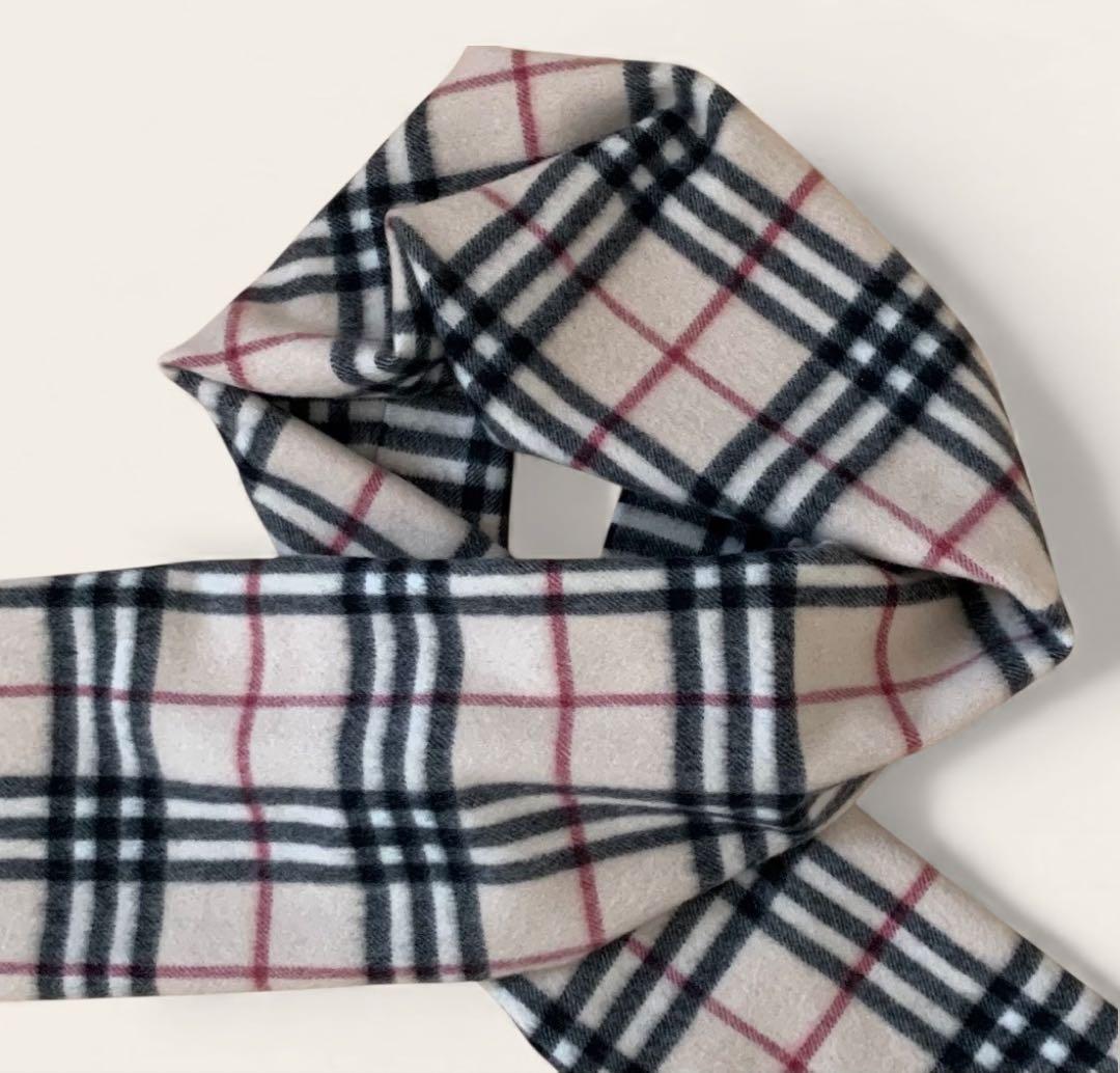 美品 バーバリーロンドン カシミヤ100% ノバチェック マフラー ベージュ