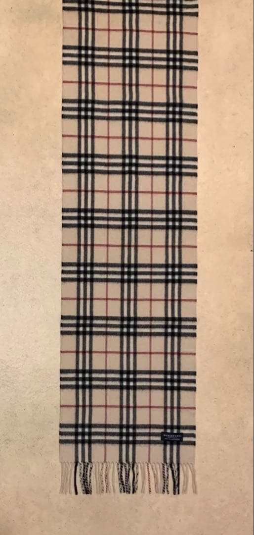 美品 バーバリーロンドン カシミヤ100% ノバチェック マフラー ベージュ