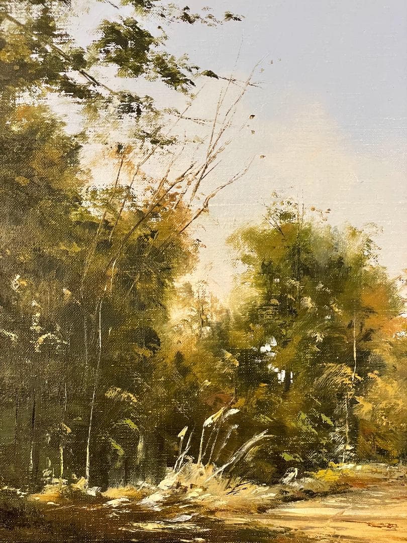 キ*ゴ様 「真作」林朝路「道」風景画　油彩画　額装　サイン有り　P8号