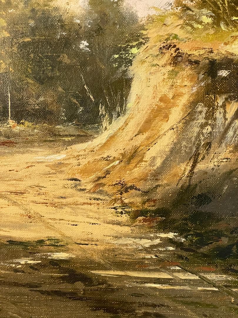 キ*ゴ様 「真作」林朝路「道」風景画　油彩画　額装　サイン有り　P8号