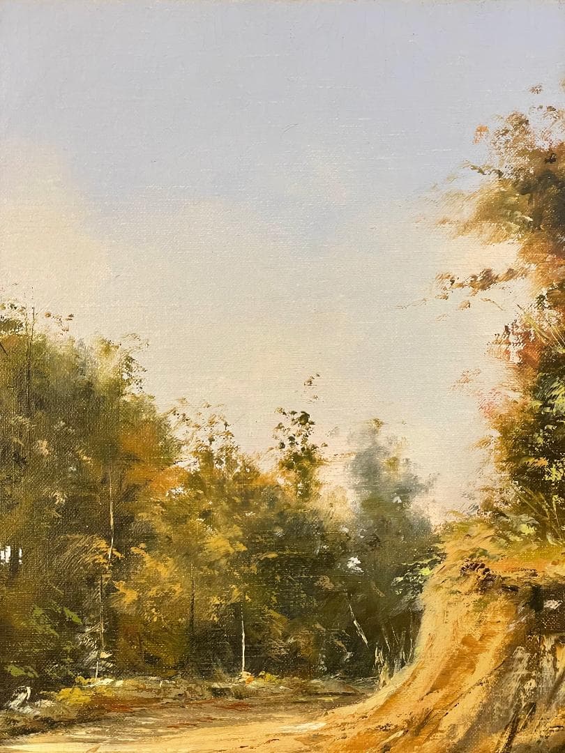 キ*ゴ様 「真作」林朝路「道」風景画　油彩画　額装　サイン有り　P8号