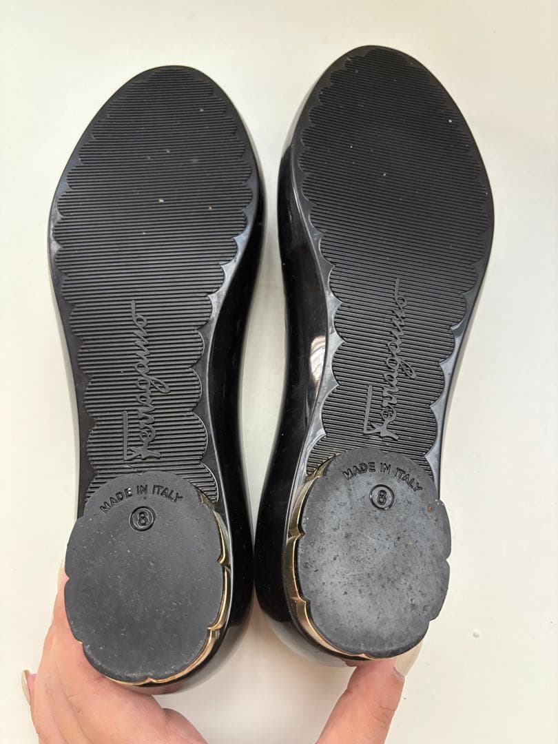 FERRAGAMO レインシューズ フラットシューズ サイズ8 ブラック