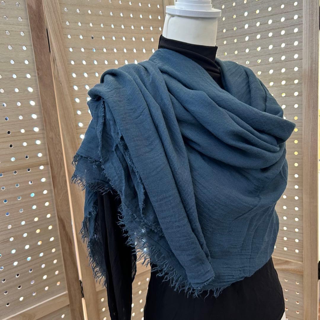 美品　ファリエロ　サルティ　大判ストール　モダール　ネイビー
