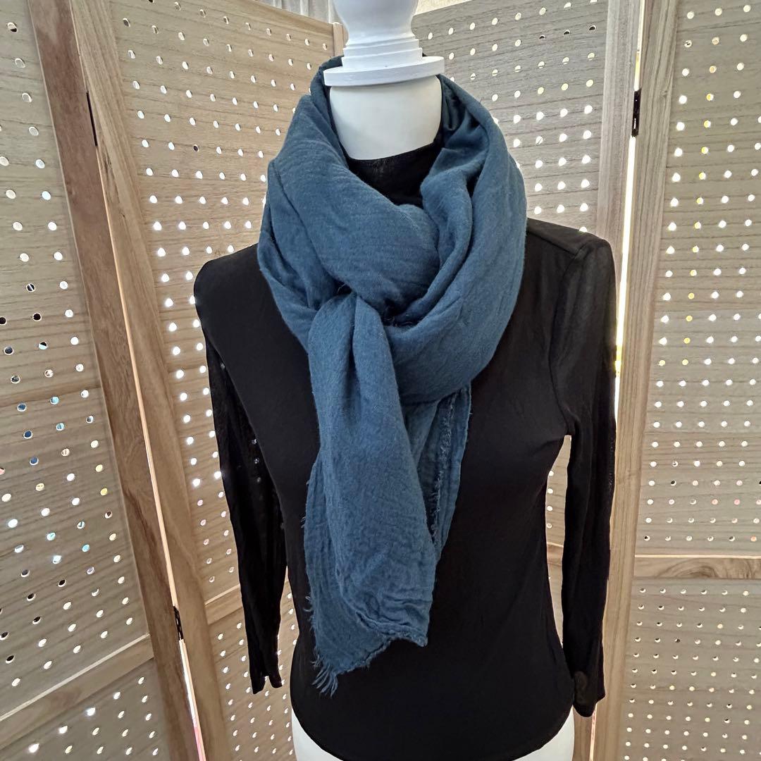美品　ファリエロ　サルティ　大判ストール　モダール　ネイビー