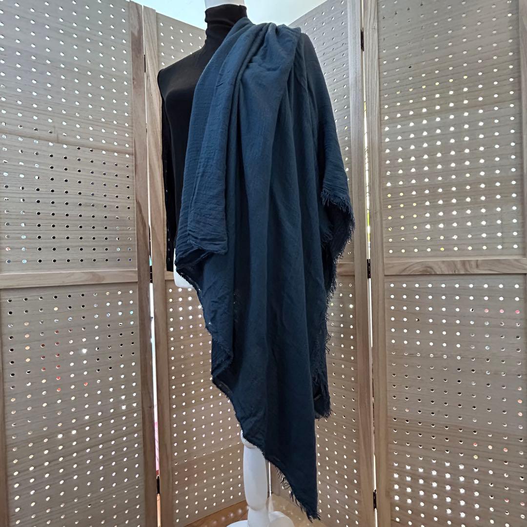 美品　ファリエロ　サルティ　大判ストール　モダール　ネイビー