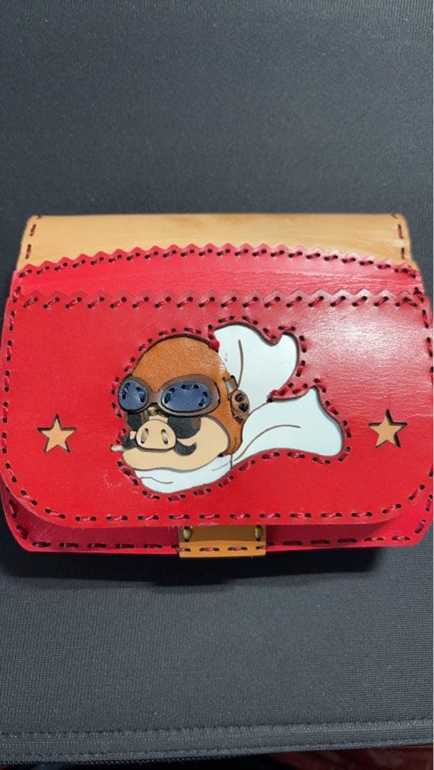 【早い者勝ち！】手縫いレザー長財布 紅の豚