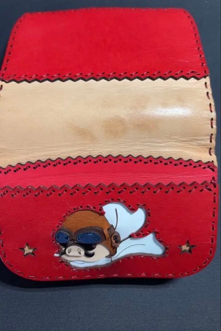 【早い者勝ち！】手縫いレザー長財布 紅の豚