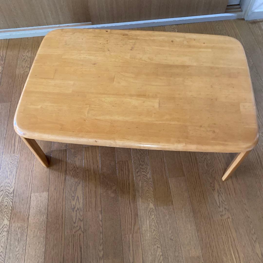ダイニングテーブル ローテーブル木目柄　折りたたみ幅90×奥行6０×高さ約30