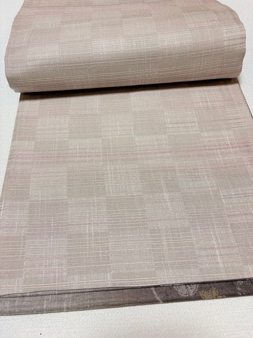 西陣織 葉模様 袋帯 茶系グラデーション