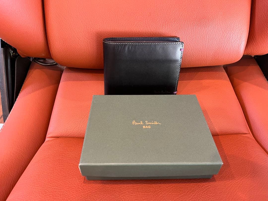 ポールスミス　ミニクーパー黒 レザー 二つ折り財布