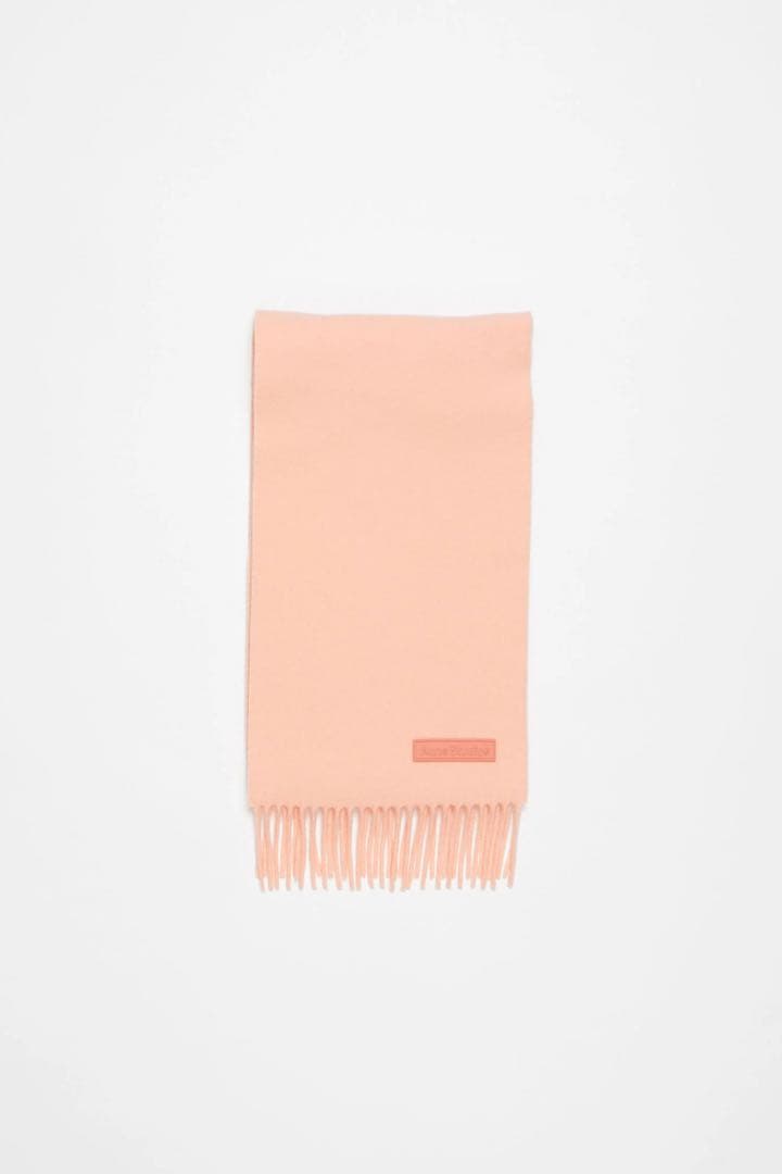 美品 Acne Studios フリンジウールスカーフ ピーチピンク マフラー