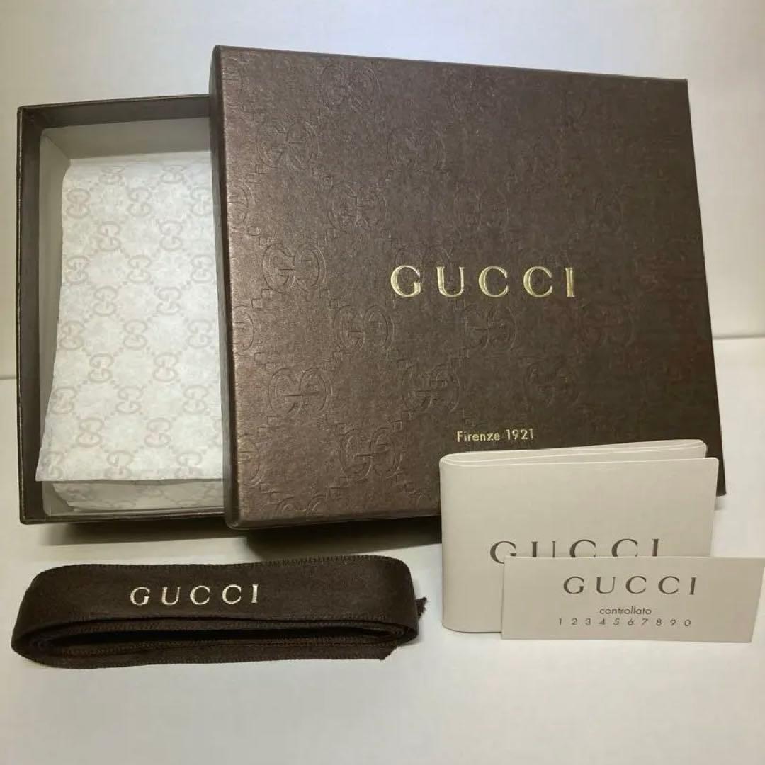 【未使用】GUCCI レザー 二つ折り 財布 グッチシマ GG ブラック 黒