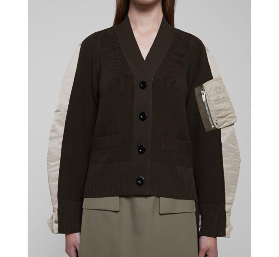 サカイ　ナイロンツイルミックスニットカーディガン