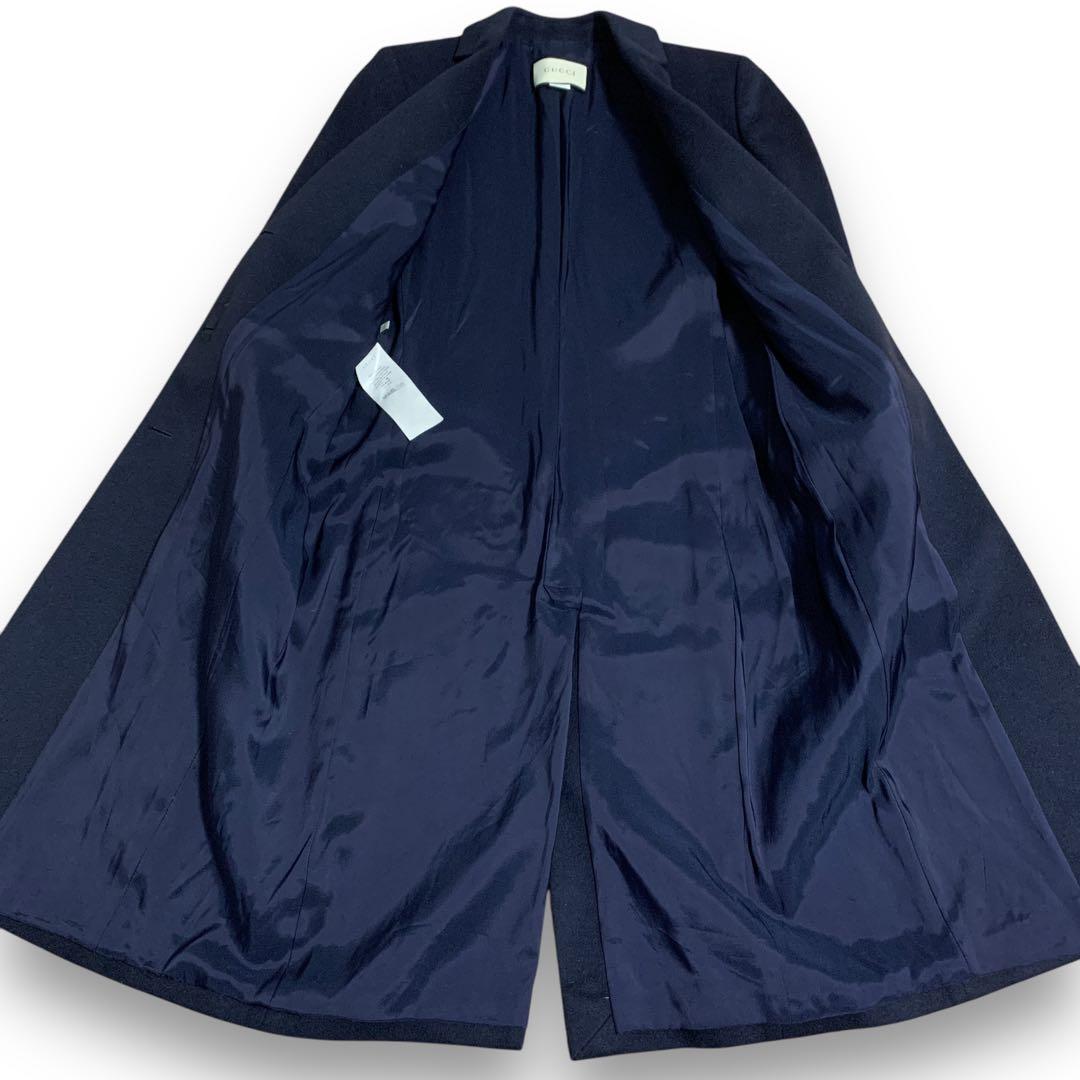 【極美品】 グッチ チェスターコート アウター ロング丈 Aライン ネイビー